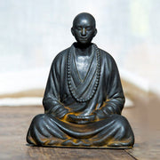 Buddha Stones Meditating Praying Monk Iron Powder Rust Cast Resin Statue Home Decoration Decorations BS Monk Sitting 12.5*10cm