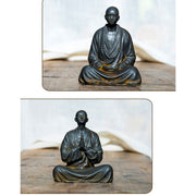 Buddha Stones Meditating Praying Monk Iron Powder Rust Cast Resin Statue Home Decoration Decorations BS 17