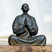 Buddha Stones Meditating Praying Monk Iron Powder Rust Cast Resin Statue Home Decoration Decorations BS 5