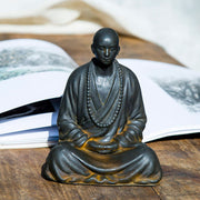 Buddha Stones Meditating Praying Monk Iron Powder Rust Cast Resin Statue Home Decoration Decorations BS 9