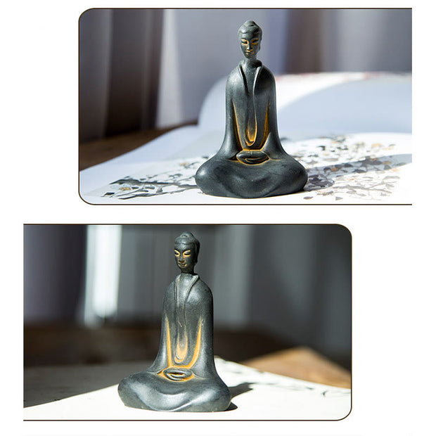 Buddha Stones Handmade Sakyamuni Buddha Iron Powder Rust Cast Resin Statue Home Decoration Decorations BS 13