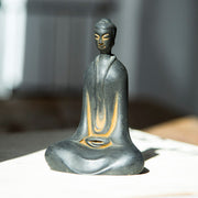 Buddha Stones Handmade Sakyamuni Buddha Iron Powder Rust Cast Resin Statue Home Decoration - image 8