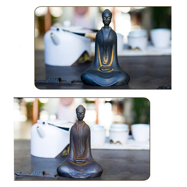 Buddha Stones Handmade Sakyamuni Buddha Iron Powder Rust Cast Resin Statue Home Decoration Decorations BS 14