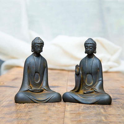 Buddha Stones Handmade Meditation Sakyamuni Buddha Iron Powder Rust Cast Resin Statue Decoration Decorations BS main