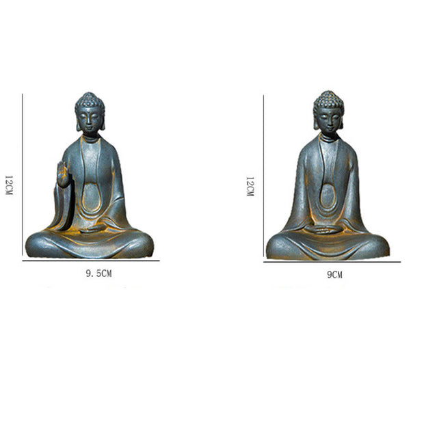 Buddha Stones Handmade Meditation Sakyamuni Buddha Iron Powder Rust Cast Resin Statue Decoration Decorations BS 23