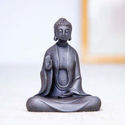 Buddha Stones Handmade Meditation Sakyamuni Buddha Iron Powder Rust Cast Resin Statue Decoration Decorations BS 14