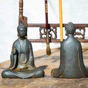 Buddha Stones Handmade Meditation Sakyamuni Buddha Iron Powder Rust Cast Resin Statue Decoration Decorations BS 8