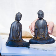 Buddha Stones Handmade Meditation Sakyamuni Buddha Iron Powder Rust Cast Resin Statue Decoration Decorations BS 21