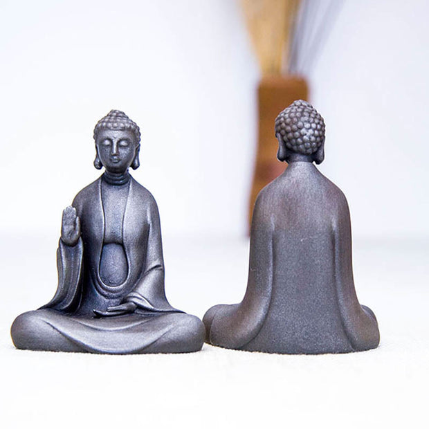 Buddha Stones Handmade Meditation Sakyamuni Buddha Iron Powder Rust Cast Resin Statue Decoration Decorations BS 11