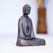 Buddha Stones Handmade Meditation Sakyamuni Buddha Iron Powder Rust Cast Resin Statue Decoration Decorations BS 26