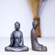 Buddha Stones Handmade Meditation Sakyamuni Buddha Iron Powder Rust Cast Resin Statue Decoration Decorations BS 12