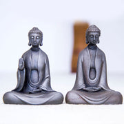 Buddha Stones Handmade Meditation Sakyamuni Buddha Iron Powder Rust Cast Resin Statue Decoration