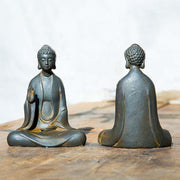 Buddha Stones Handmade Meditation Sakyamuni Buddha Iron Powder Rust Cast Resin Statue Decoration Decorations BS 2