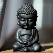 Buddha Stones Handmade Small Sakyamuni Buddha Iron Powder Rust Cast Resin Statue Decoration Decorations BS Regular Version Meditation Buddha 9*5.5cm