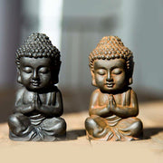 Buddha Stones Handmade Small Sakyamuni Buddha Iron Powder Rust Cast Resin Statue Decoration Decorations BS 19