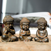 Buddha Stones Handmade Small Sakyamuni Buddha Iron Powder Rust Cast Resin Statue Decoration Decorations BS 7