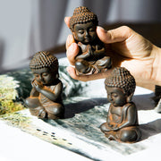 Buddha Stones Handmade Small Sakyamuni Buddha Iron Powder Rust Cast Resin Statue Decoration Decorations BS 4