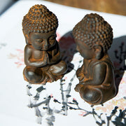 Buddha Stones Handmade Small Sakyamuni Buddha Iron Powder Rust Cast Resin Statue Decoration