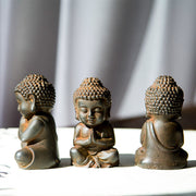 Buddha Stones Handmade Small Sakyamuni Buddha Iron Powder Rust Cast Resin Statue Decoration Decorations BS 6