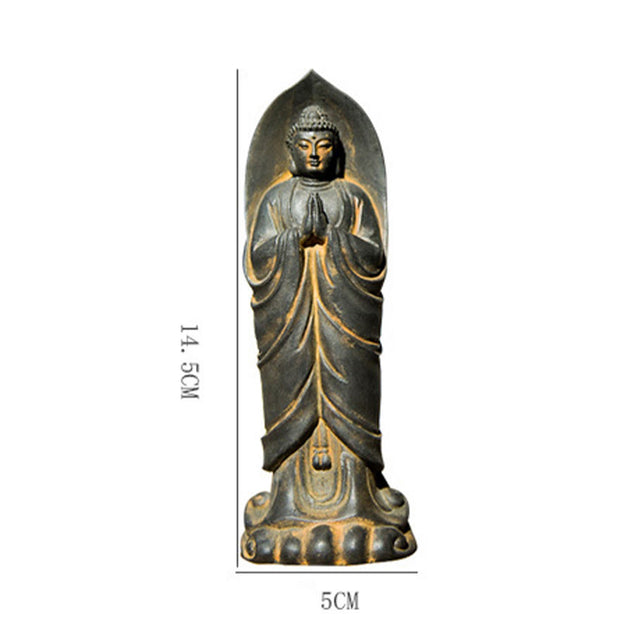 Buddha Stones Handmade Sakyamuni Buddha Namaste Iron Powder Rust Cast Resin Statue Decoration Decorations BS 11