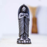 Buddha Stones Handmade Sakyamuni Buddha Namaste Iron Powder Rust Cast Resin Statue Decoration Decorations BS 20