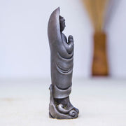 Buddha Stones Handmade Sakyamuni Buddha Namaste Iron Powder Rust Cast Resin Statue Decoration Decorations BS 15