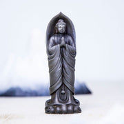 Buddha Stones Handmade Sakyamuni Buddha Namaste Iron Powder Rust Cast Resin Statue Decoration Decorations BS 22