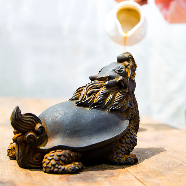 Buddha Stones Handmade Dragon Turtle Iron Powder Rust Cast Resin Statue Home Decoration Decorations BS 8