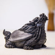 Buddha Stones Handmade Dragon Turtle Iron Powder Rust Cast Resin Statue Home Decoration Decorations BS 13