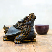 Buddha Stones Handmade Dragon Turtle Iron Powder Rust Cast Resin Statue Home Decoration Decorations BS 9