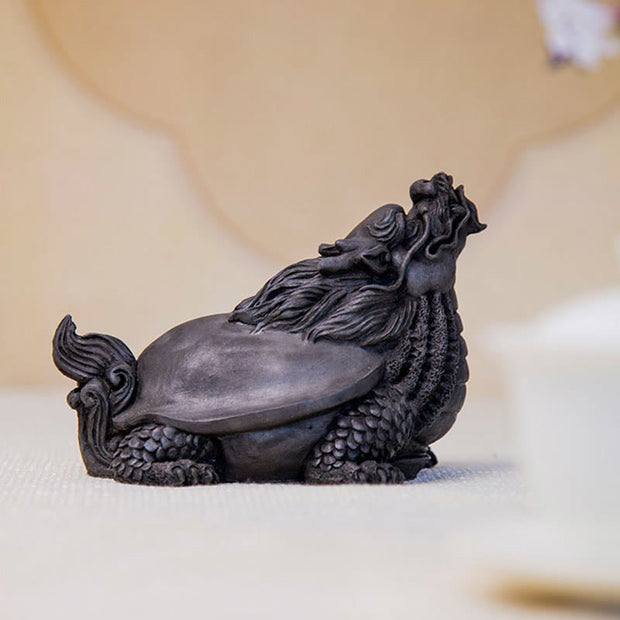 Buddha Stones Handmade Dragon Turtle Iron Powder Rust Cast Resin Statue Home Decoration Decorations BS 23