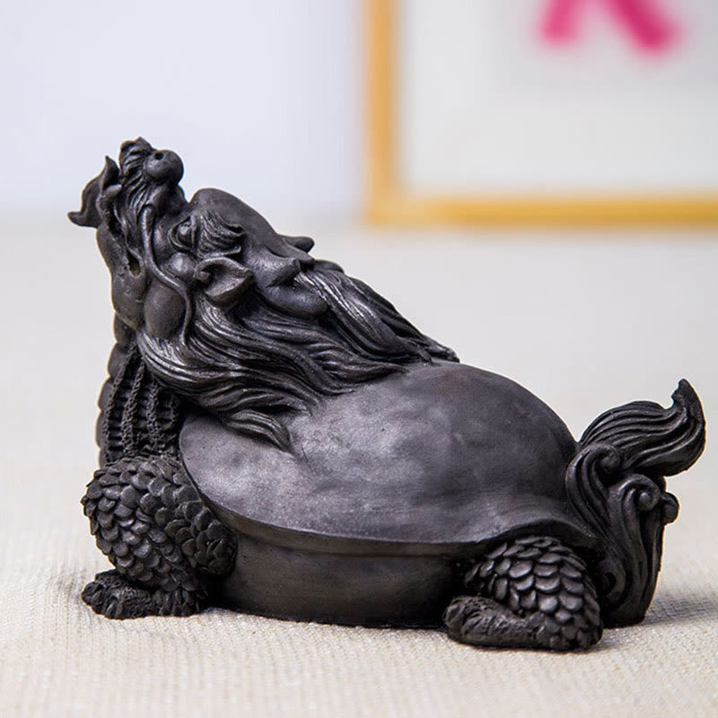 Buddha Stones Handmade Dragon Turtle Iron Powder Rust Cast Resin