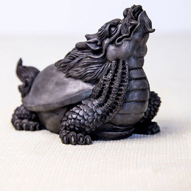 Buddha Stones Handmade Dragon Turtle Iron Powder Rust Cast Resin Statue Home Decoration