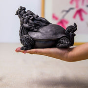 Buddha Stones Handmade Dragon Turtle Iron Powder Rust Cast Resin Statue Home Decoration Decorations BS 16