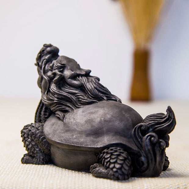 Buddha Stones Handmade Dragon Turtle Iron Powder Rust Cast Resin Statue Home Decoration Decorations BS 21