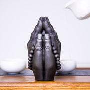 Buddha Stones Handmade Buddha Hand Namaste Iron Powder Rust Cast Resin Statue Decoration Decorations BS 22