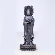 Buddha Stones Three-sided Kwan Yin Avalokitesvara Iron Powder Rust Cast Resin Statue Wealth Desk Decoration Decorations BS Polished Version 16.5*5.6*5.6cm