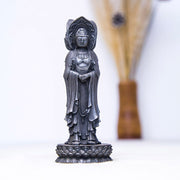 Buddha Stones Three-sided Kwan Yin Avalokitesvara Iron Powder Rust Cast Resin Statue Wealth Desk Decoration Decorations BS 14