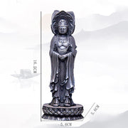 Buddha Stones Three-sided Kwan Yin Avalokitesvara Iron Powder Rust Cast Resin Statue Wealth Desk Decoration Decorations BS 25