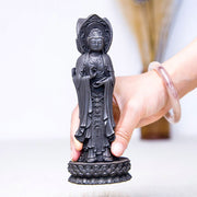 Buddha Stones Three-sided Kwan Yin Avalokitesvara Iron Powder Rust Cast Resin Statue Wealth Desk Decoration Decorations BS 20