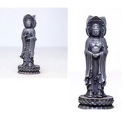 Buddha Stones Three-sided Kwan Yin Avalokitesvara Iron Powder Rust Cast Resin Statue Wealth Desk Decoration Decorations BS 24