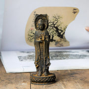 Buddha Stones Three-sided Kwan Yin Avalokitesvara Iron Powder Rust Cast Resin Statue Wealth Desk Decoration Decorations BS 8