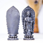 Buddha Stones Handmade Amitabha Guanyin Avalokitesvara Mahasthamaprapta Iron Powder Rust Cast Resin Statue Decoration Decorations BS 28