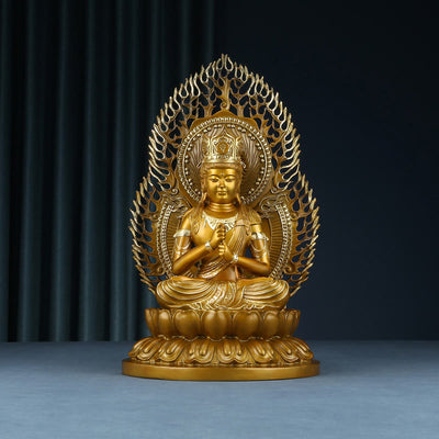 Buddha Stones Tathagata Buddha Figurine Serenity Copper Statue Home Offering Decoration