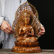 Buddha Stones Tathagata Buddha Figurine Serenity Copper Statue Home Offering Decoration Decorations BS 9