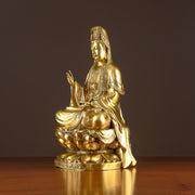 Buddha Stones Kwan Yin Avalokitesvara Wealth Brass Copper Statue Home Desk Decoration Decorations BS 6