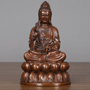 Buddha Stones Kwan Yin Avalokitesvara Lotus Wealth Copper Statue Home Desk Decoration Decorations BS Small Avalokitesvara 15*13.5*25cm