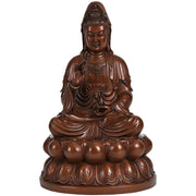 Buddha Stones Kwan Yin Avalokitesvara Lotus Wealth Copper Statue Home Desk Decoration