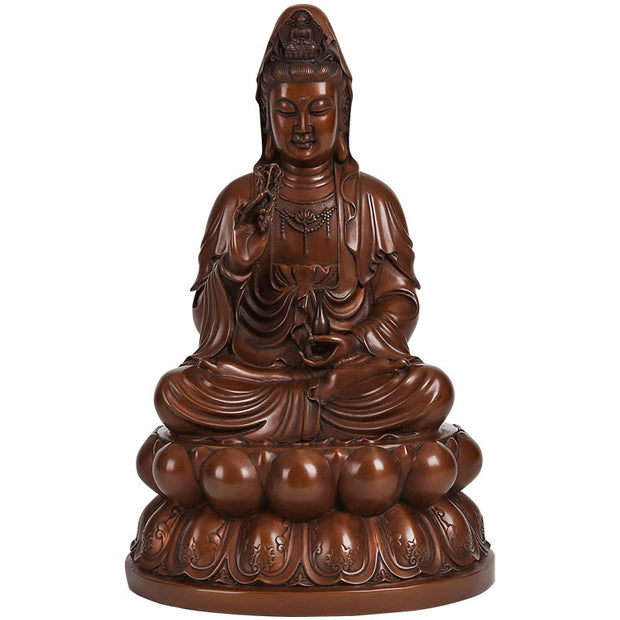 Buddha Stones Kwan Yin Avalokitesvara Lotus Wealth Copper Statue Home Desk Decoration Decorations BS 20