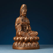 Buddha Stones Kwan Yin Avalokitesvara Lotus Wealth Copper Statue Home Desk Decoration Decorations BS 15